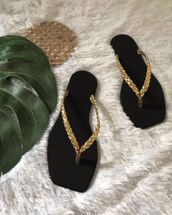 Gold Braided Strap Flat