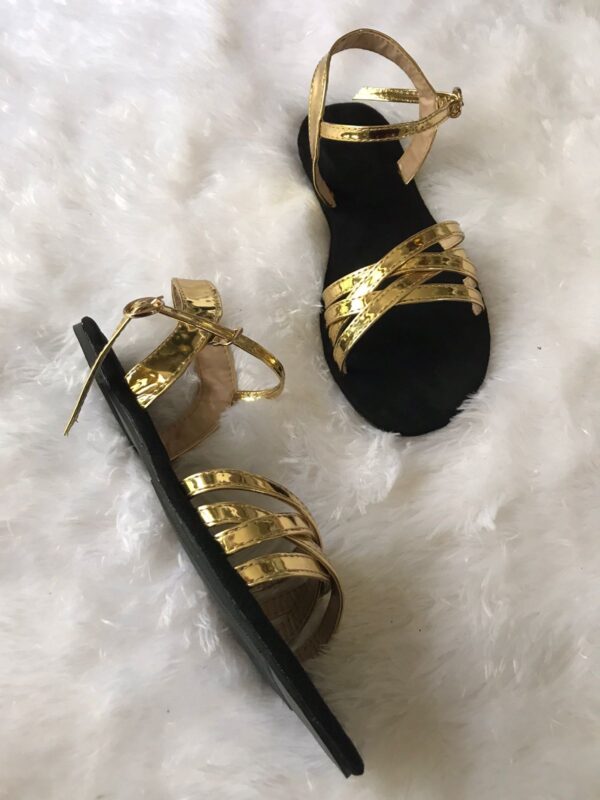 Gold Strappy Sandals - Image 2