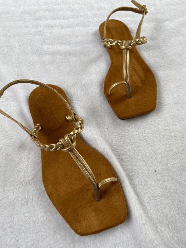 Gold Braided Thong Sandals
