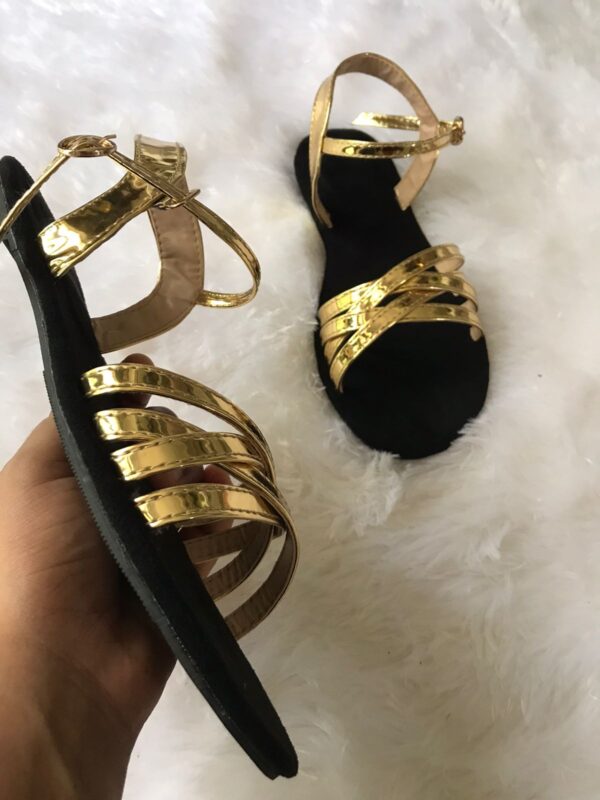 Gold Strappy Sandals - Image 3