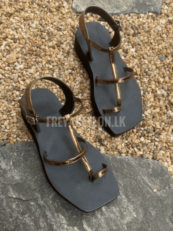 Dark copper gladiator wedges