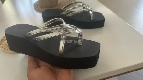 Silver cross straps wedges - Image 2