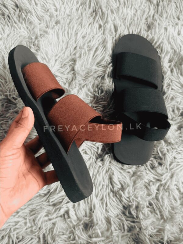 Full elastic wide strap mini wedge