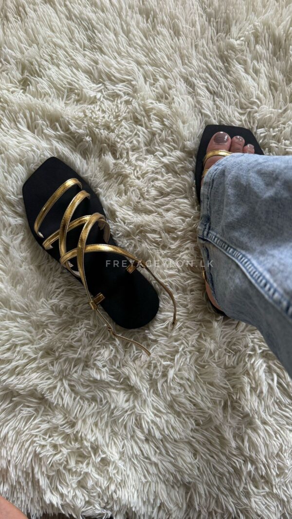 Gold Cross strap bukle up Flatform - Image 2