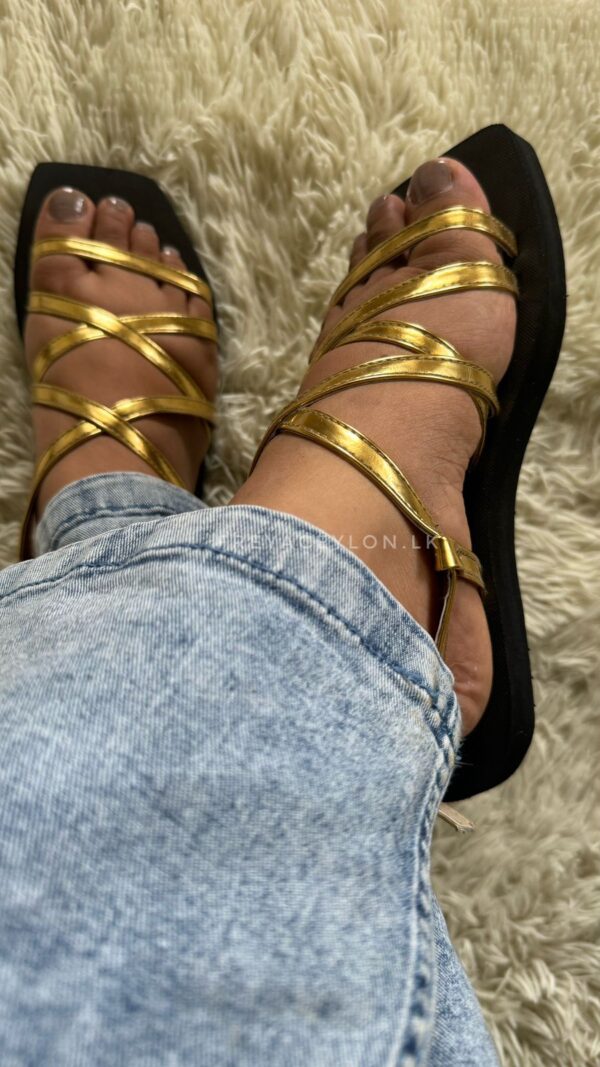 Gold Cross strap bukle up Flatform
