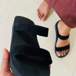 Velvet Wide two strap wedge