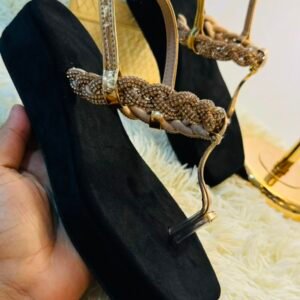 Black Crystal Braided Sandals